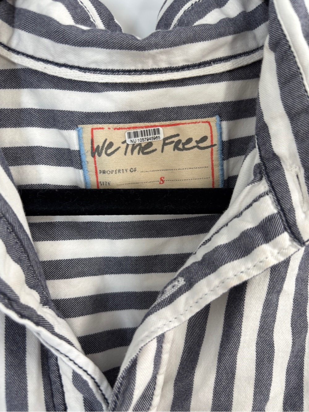 Free People Oversized Freddie Striped Shirt Nautical Navy - Picture 4 of 6
